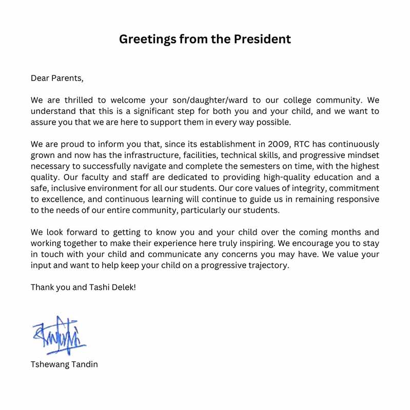 2020 Spring President Message To Parents
